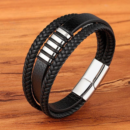 Stilvolles Herren Armband aus Leder mit Magnetverschluss