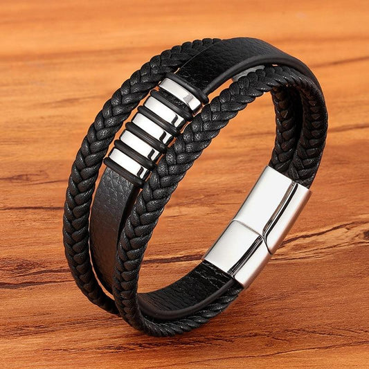 Stilvolles Herren Armband aus Leder mit Magnetverschluss