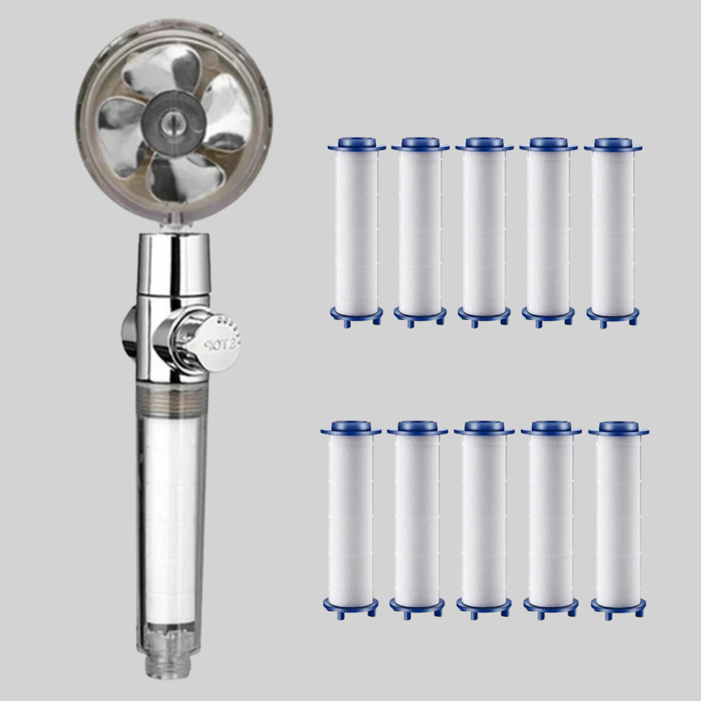 Duschkopf mit rotierendem Propeller und Hochdruck-Regeneffekt