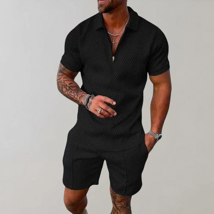 Stilvolle zweiteilige Herren-Sommer-Set mit Poloshirt und Shorts