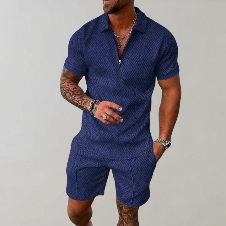 Stilvolle zweiteilige Herren-Sommer-Set mit Poloshirt und Shorts