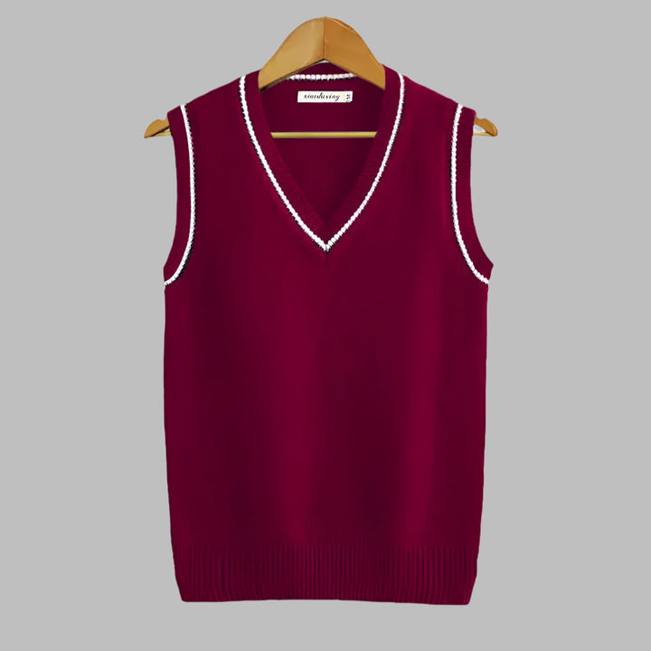 Ärmelloser Pullover im Retro-Streifen-Preppy-Stil
