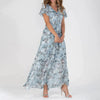 Vintage Maxikleid mit Blumenmuster und V-Ausschnitt