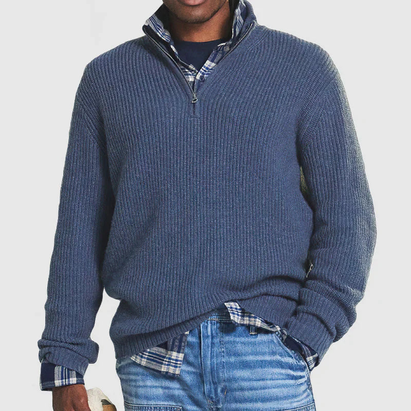 Herrenpullover mit Reißverschluss aus hochwertiger Wolle