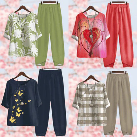 Zweiteiliges Set mit Vintage-Blumenmuster