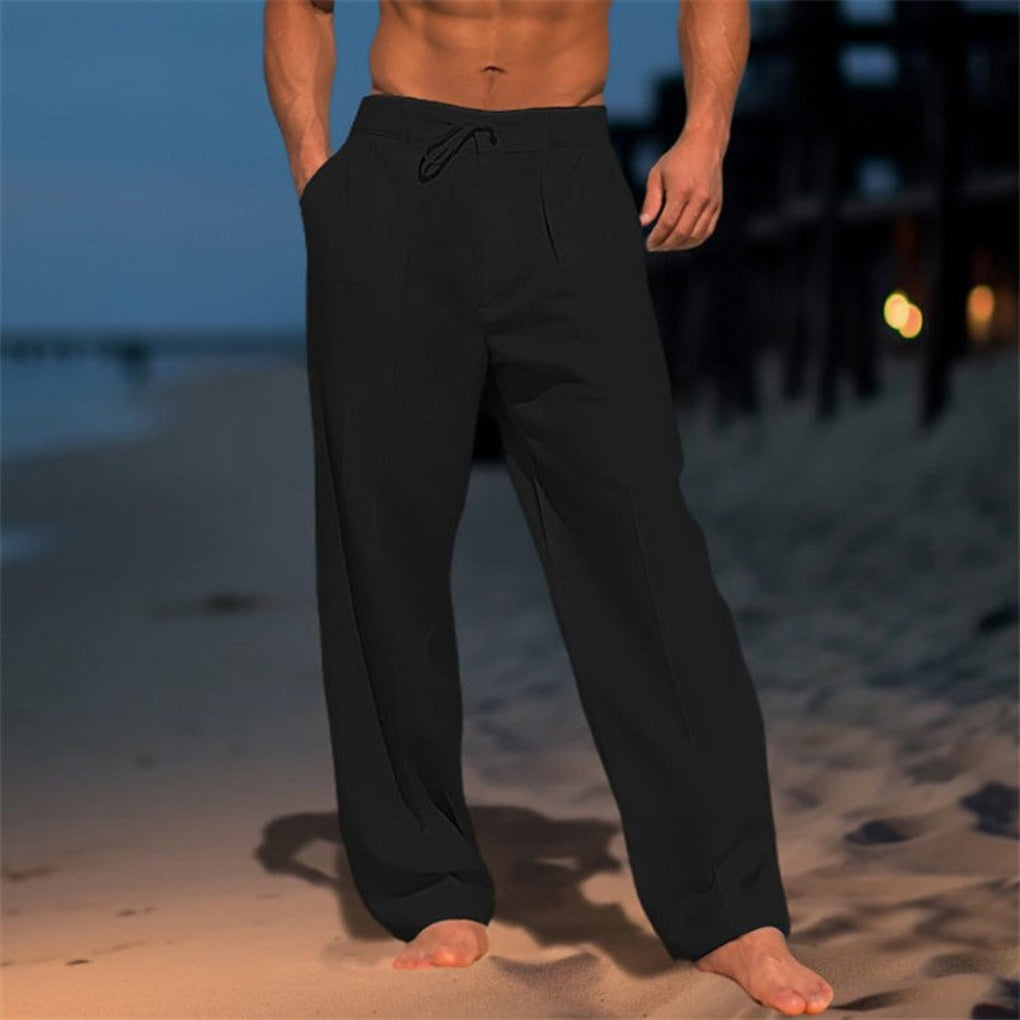 Relaxed Fit Leinenhose mit Kordelzug