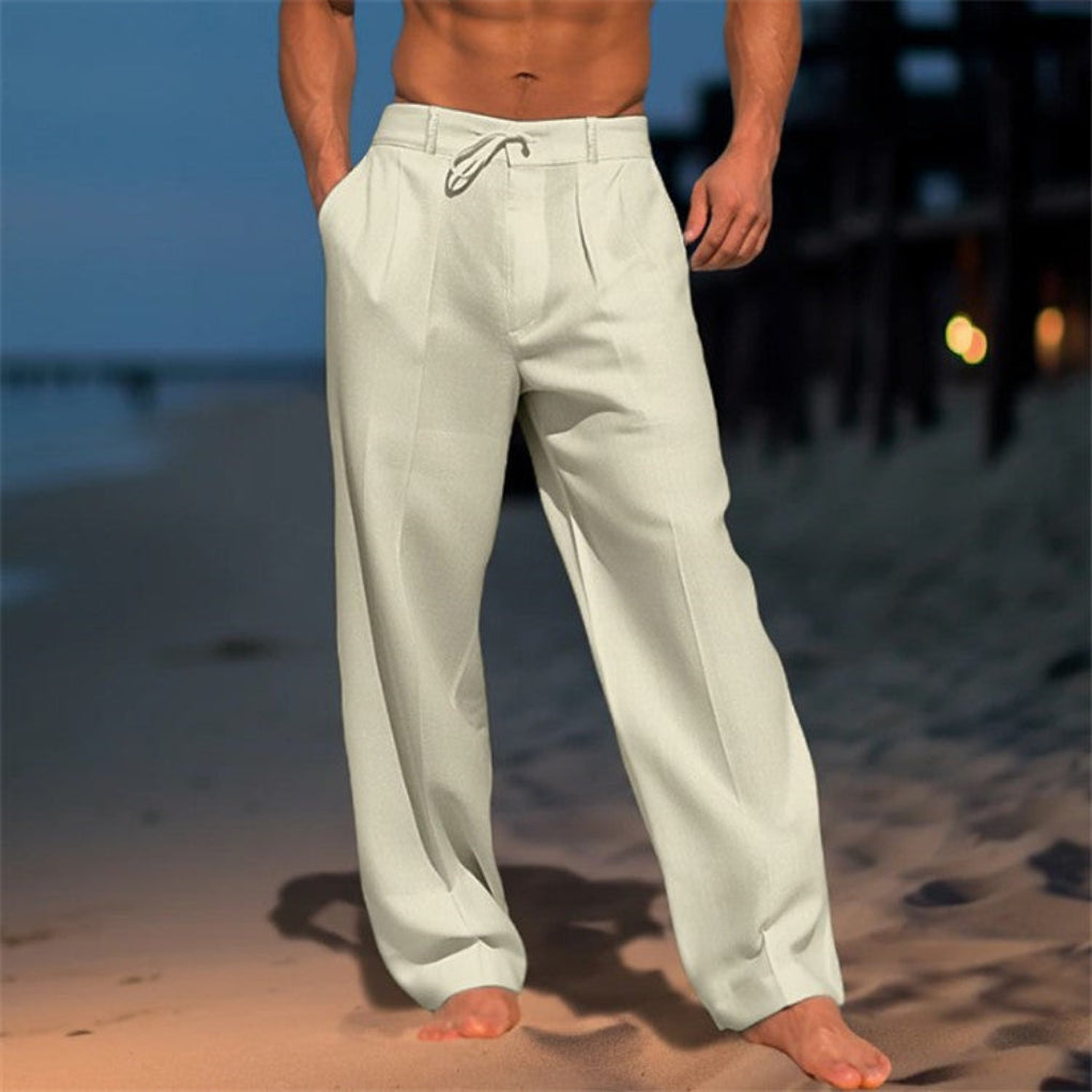 Relaxed Fit Leinenhose mit Kordelzug
