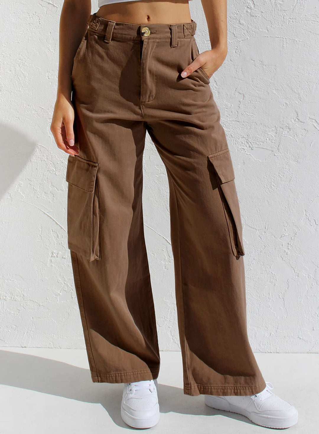 Trendige High Waist Cargo Jeans für Damen