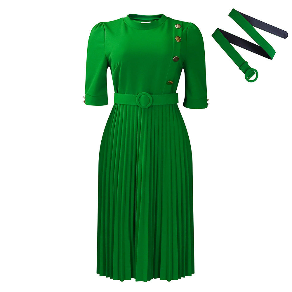 Plissiertes, müheloses Kleid mit V-Ausschnitt