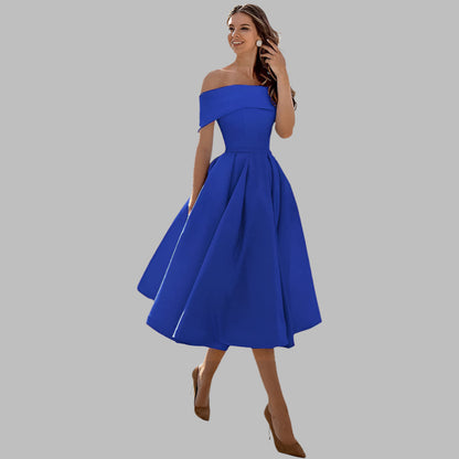 Schulterfreies Vintage-Ballkleid aus Satin