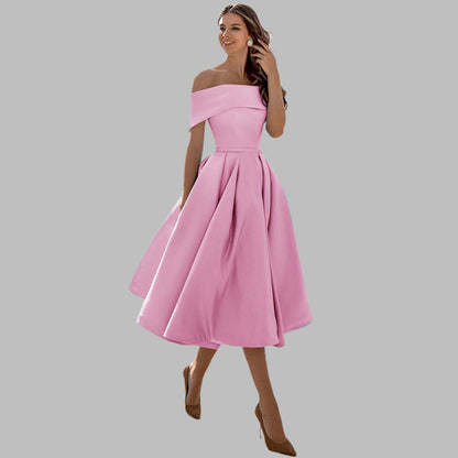 Schulterfreies Vintage-Ballkleid aus Satin