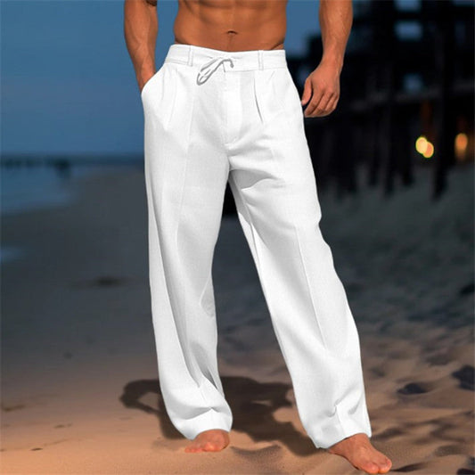 Relaxed Fit Leinenhose mit Kordelzug