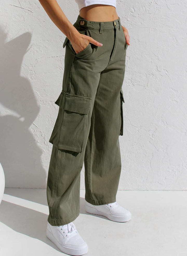 Trendige High Waist Cargo Jeans für Damen