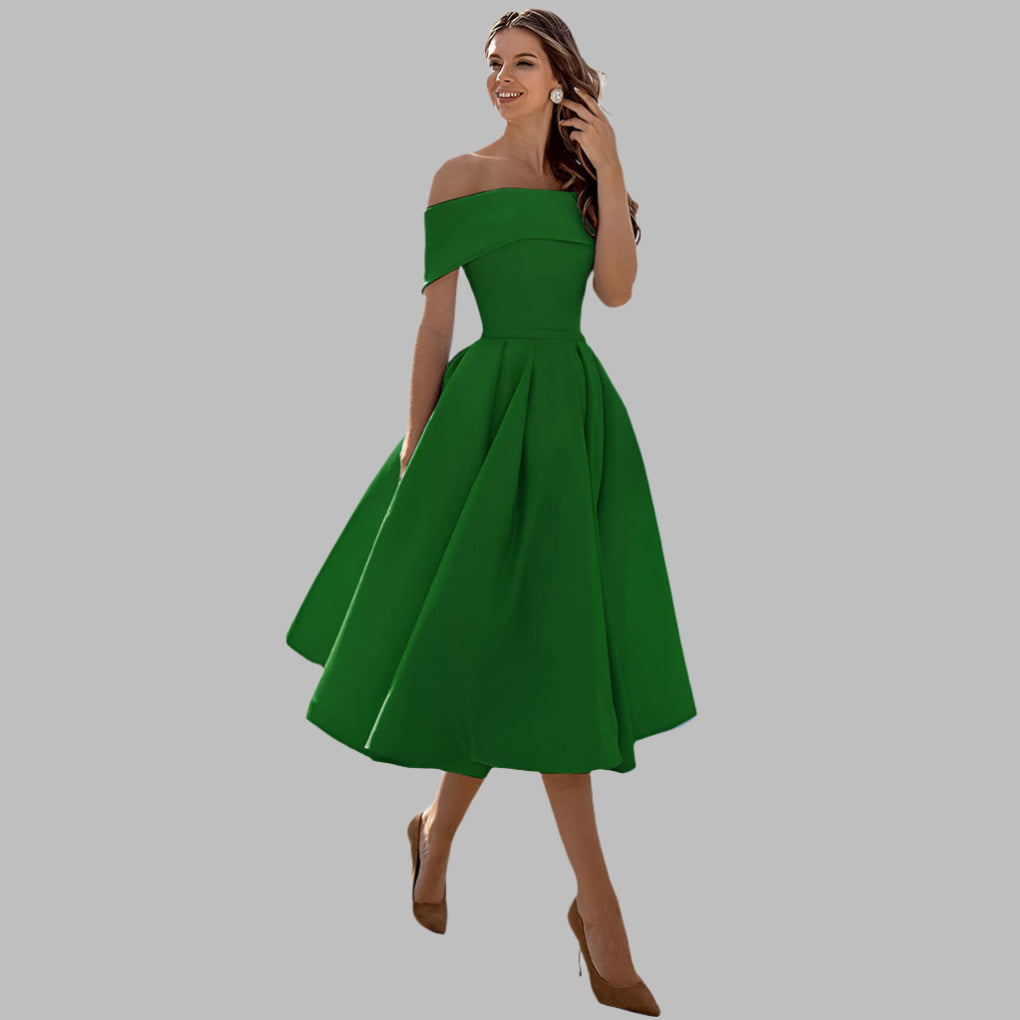 Schulterfreies Vintage-Ballkleid aus Satin