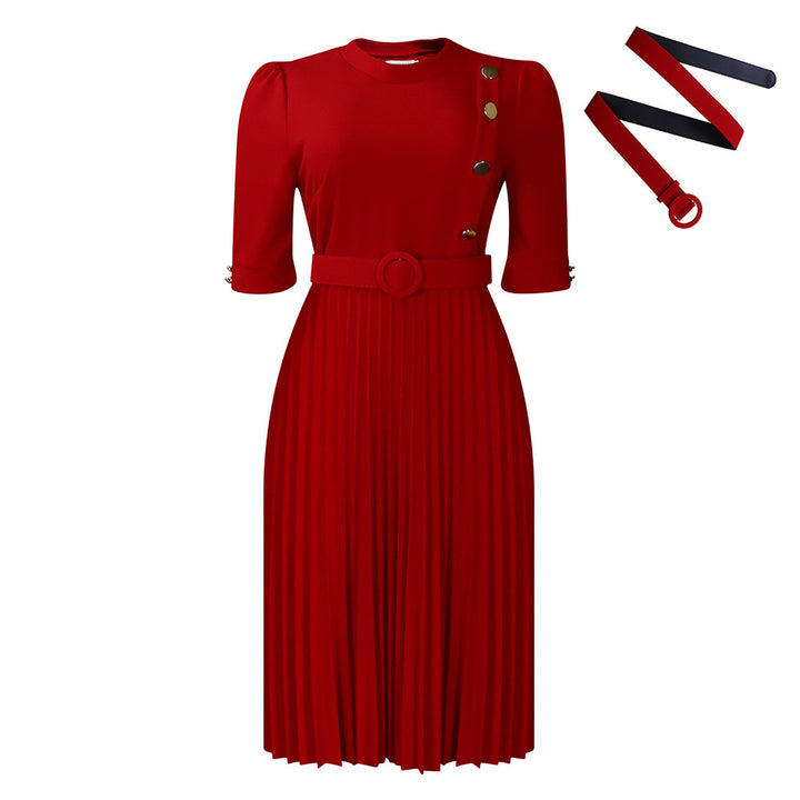 Plissiertes, müheloses Kleid mit V-Ausschnitt
