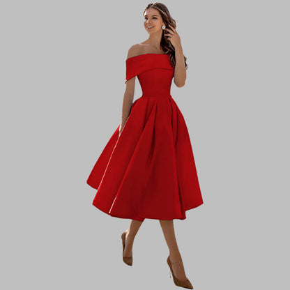 Schulterfreies Vintage-Ballkleid aus Satin