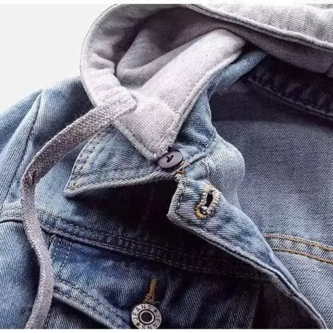 Stilvolle Damen-Jeansjacke mit abnehmbarer Kapuze