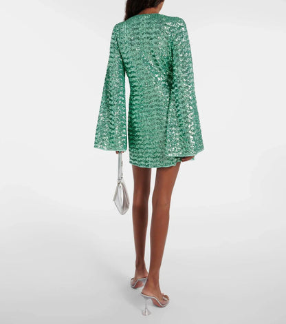 Glamouröses Partykleid mit Pailletten und V-Ausschnitt