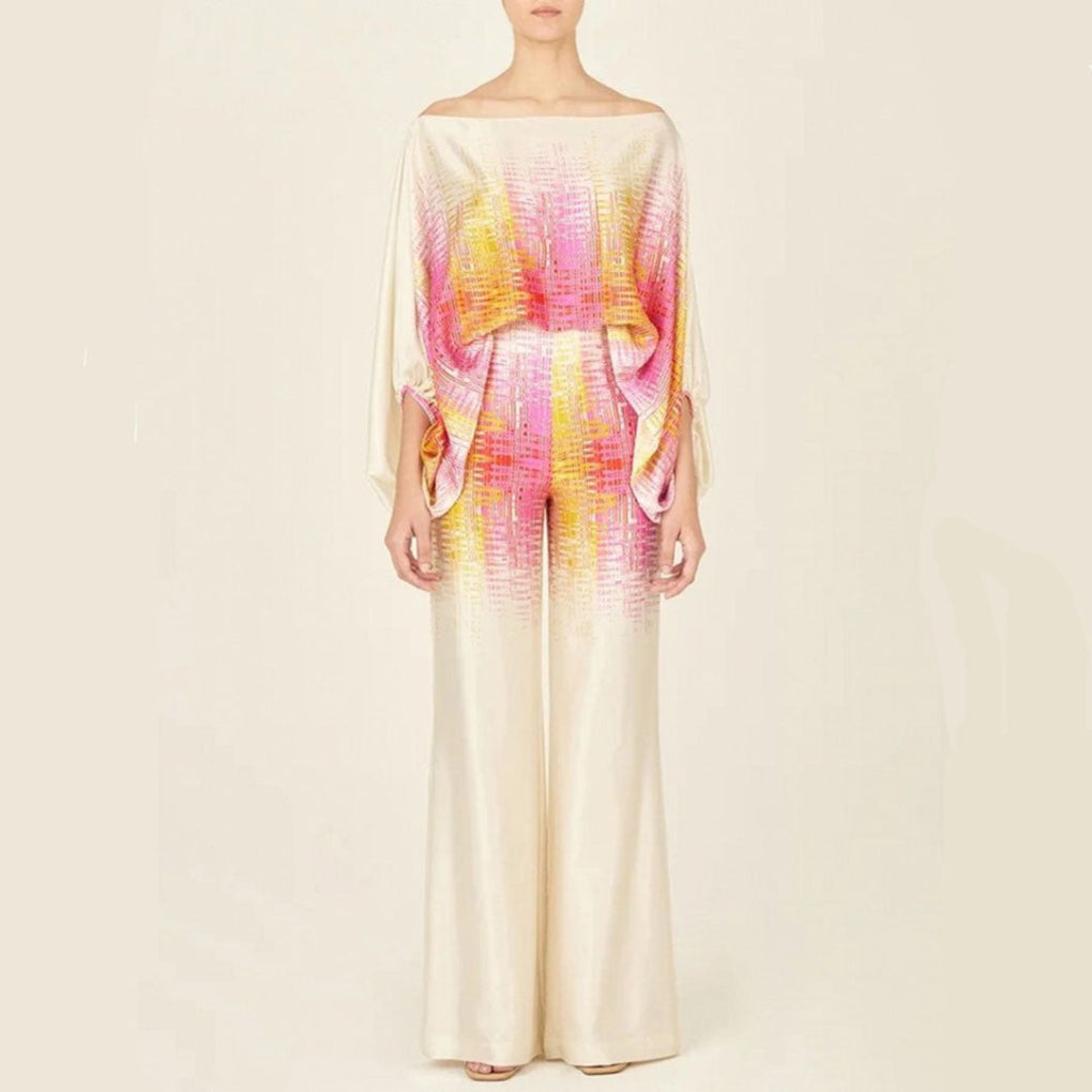 2-teiliges Satin-Set im Off-Shoulder-Stil für Damen