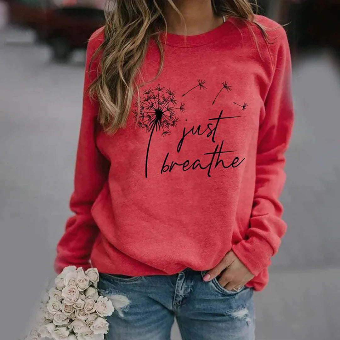 Elegantes Damen-Sweatshirt mit "Just Breathe"-Print