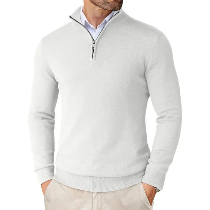 Herren-Strickpullover aus Baumwolle mit Reißverschlusskragen