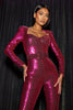 Pailletten-Jumpsuit mit Korsett-Detail und ausgestelltem Bein