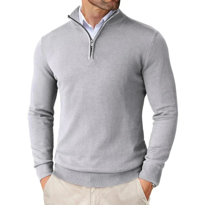 Herren-Strickpullover aus Baumwolle mit Reißverschlusskragen