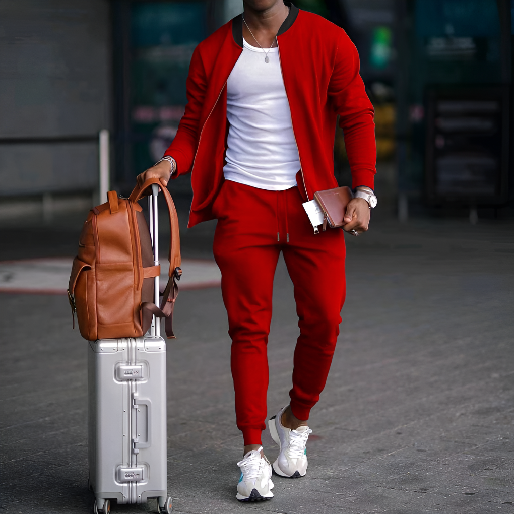 Herrenjacke und -hose mit Reißverschluss Set