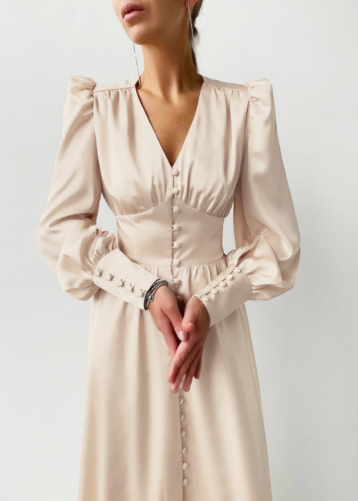 Elegantes Satin-Maxikleid mit V-Ausschnitt für Damen Zeitlose Eleganz mit modernem Touch