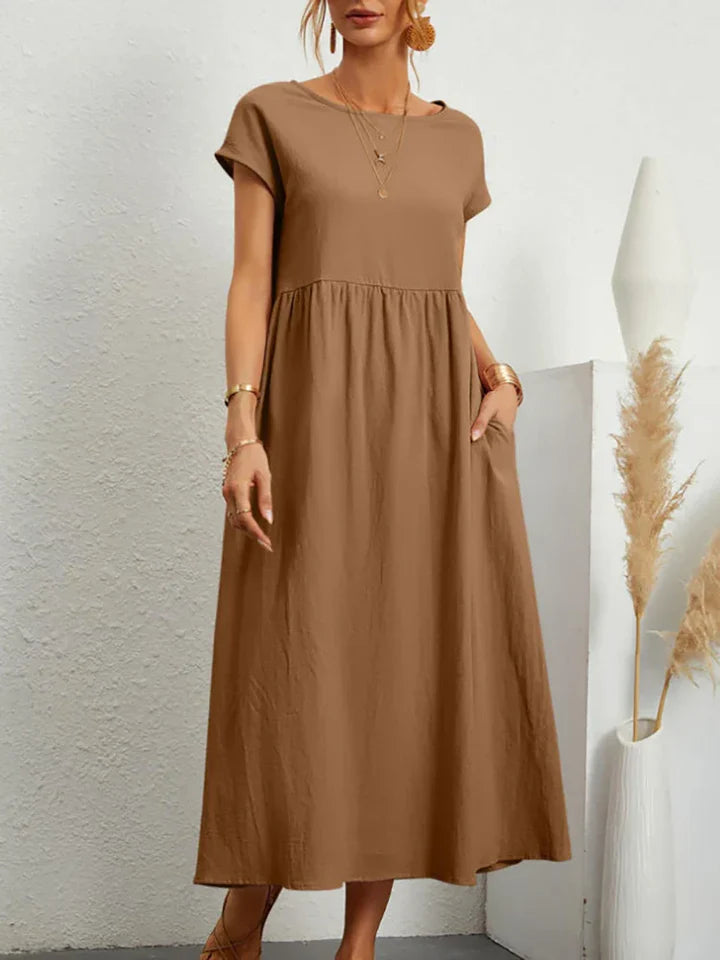 Vintage Baumwollkleid mit Rundhalsausschnitt