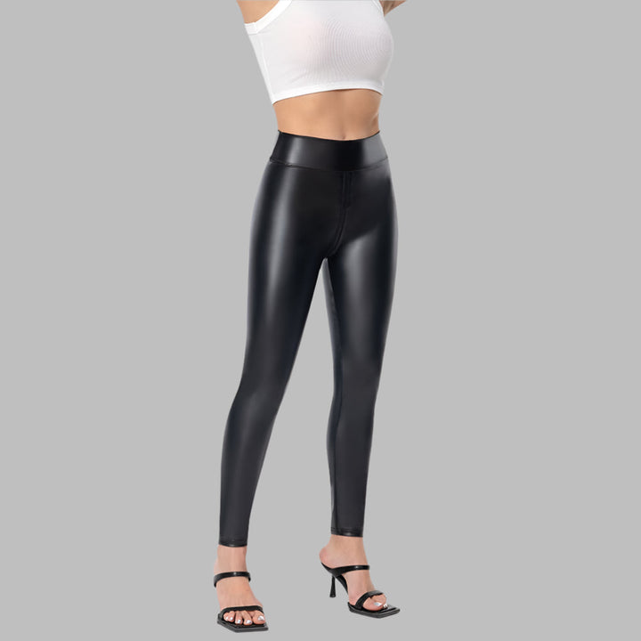 Elegante, glänzende Leggings mit Reißverschluss