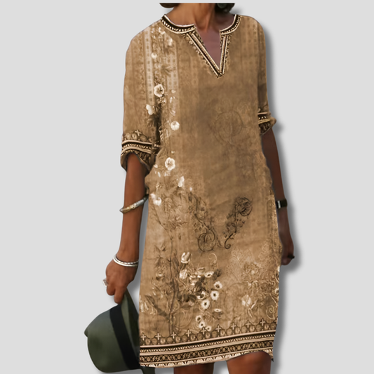 Müheloses und bequemes Boho-Kleid mit Blumenmuster und Rüschen