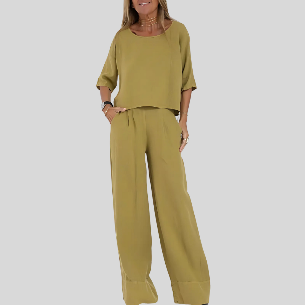 Zweiteiliges Set aus Leinenmischung im Relaxed Fit für Damen