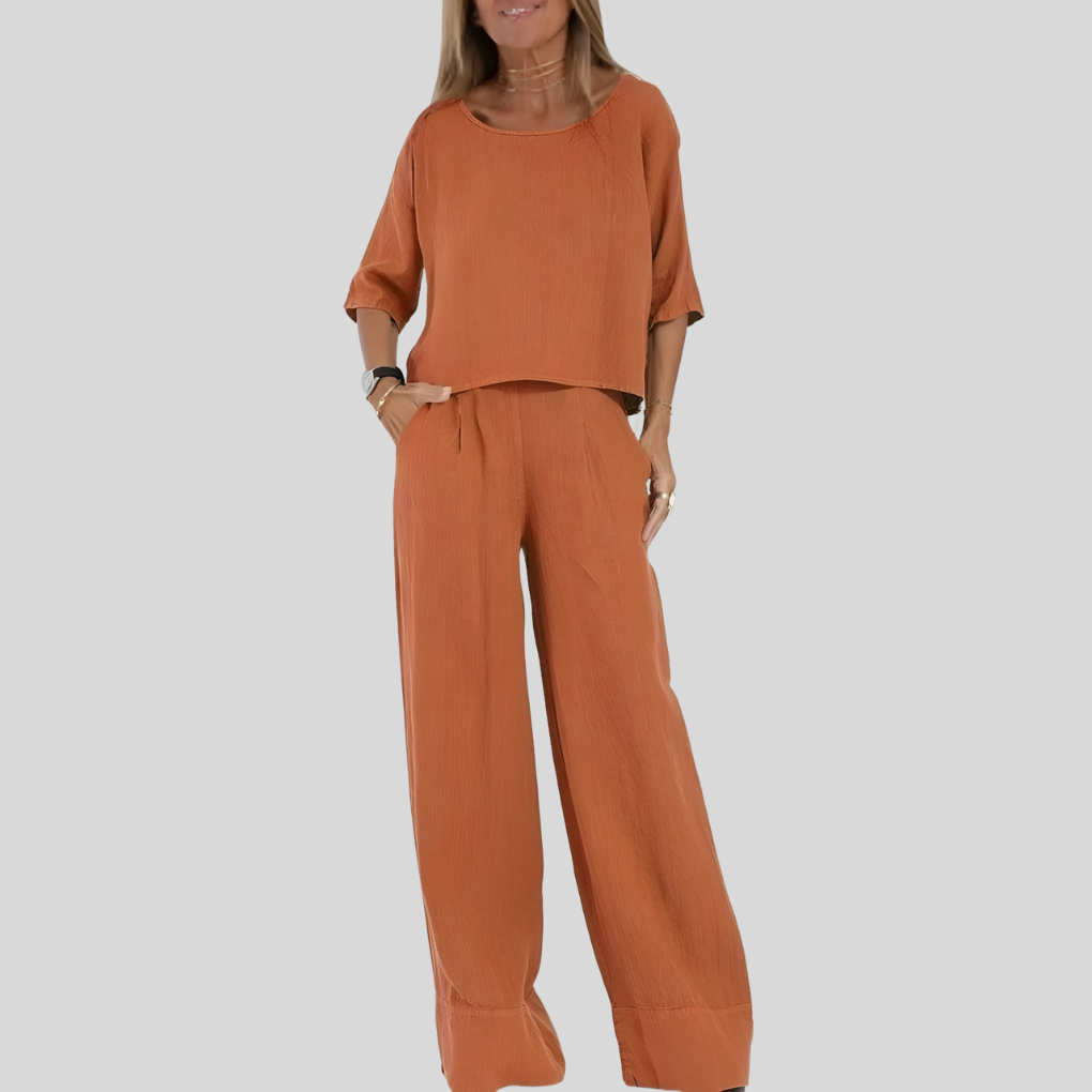 Zweiteiliges Set aus Leinenmischung im Relaxed Fit für Damen