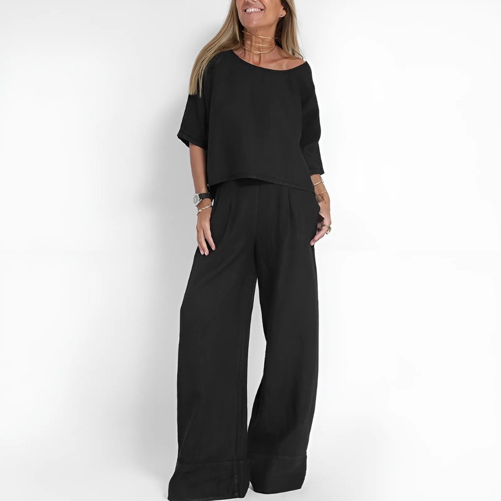 Zweiteiliges Set aus Leinenmischung im Relaxed Fit für Damen