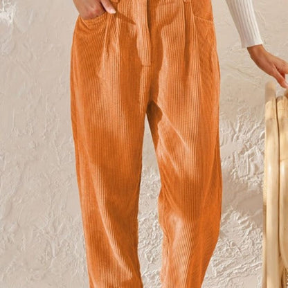 Lässige gerippte Hose mit elastischem Bund