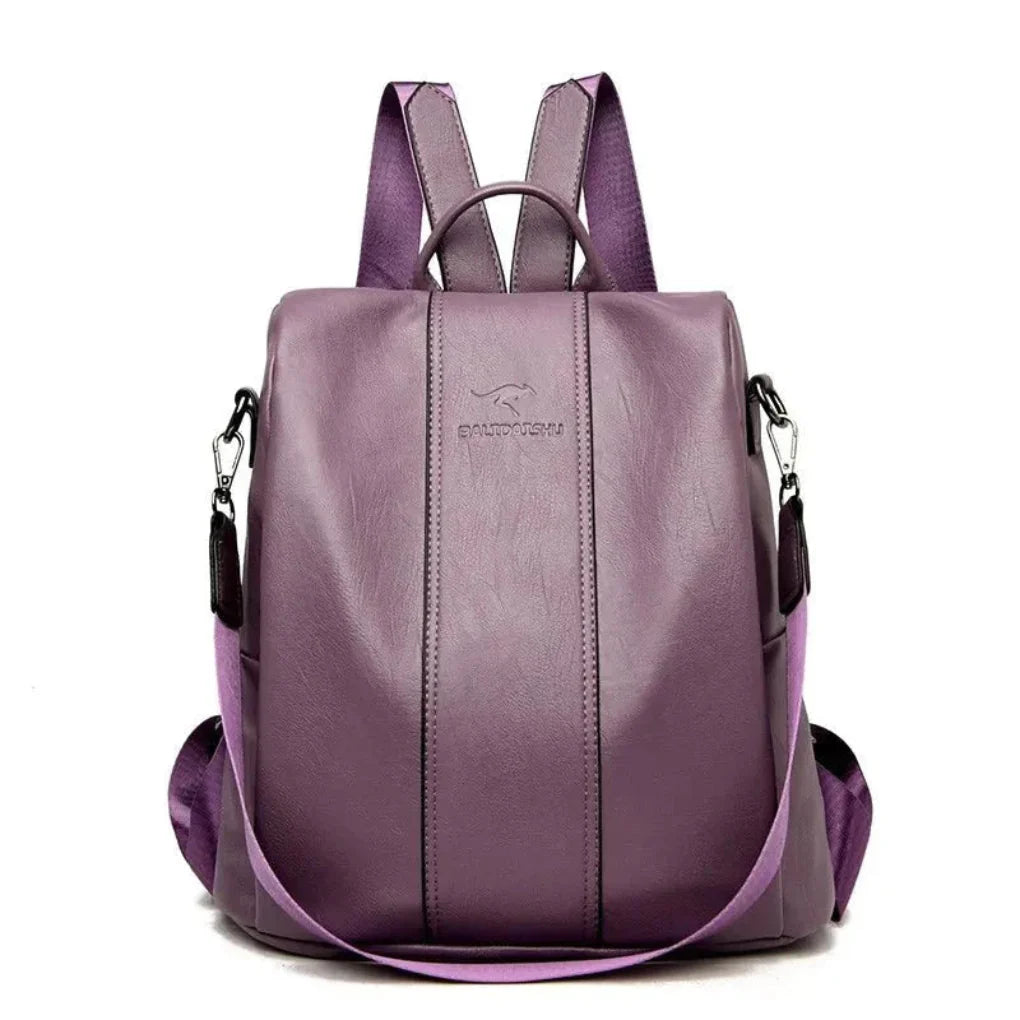Diebstahlsicherer Lederrucksack für Damen