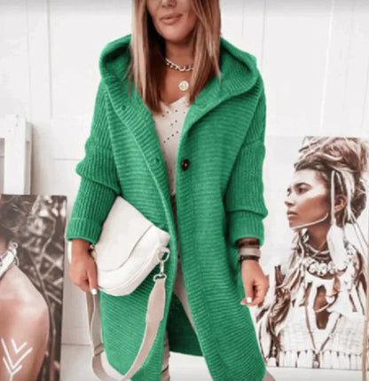 Warme Strick-Cardigan mit Kapuze