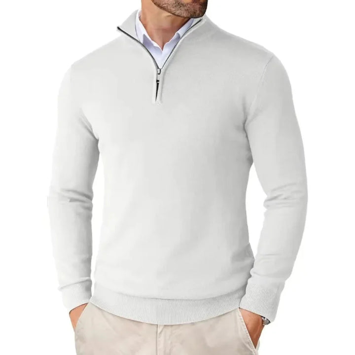 Herren-Strickpullover aus Baumwolle mit Reißverschlusskragen