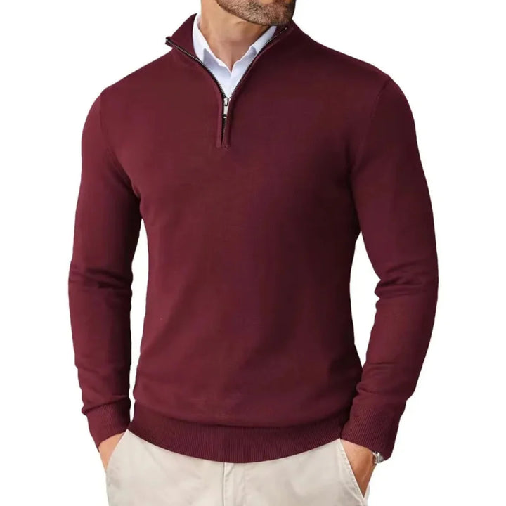 Herren-Strickpullover aus Baumwolle mit Reißverschlusskragen