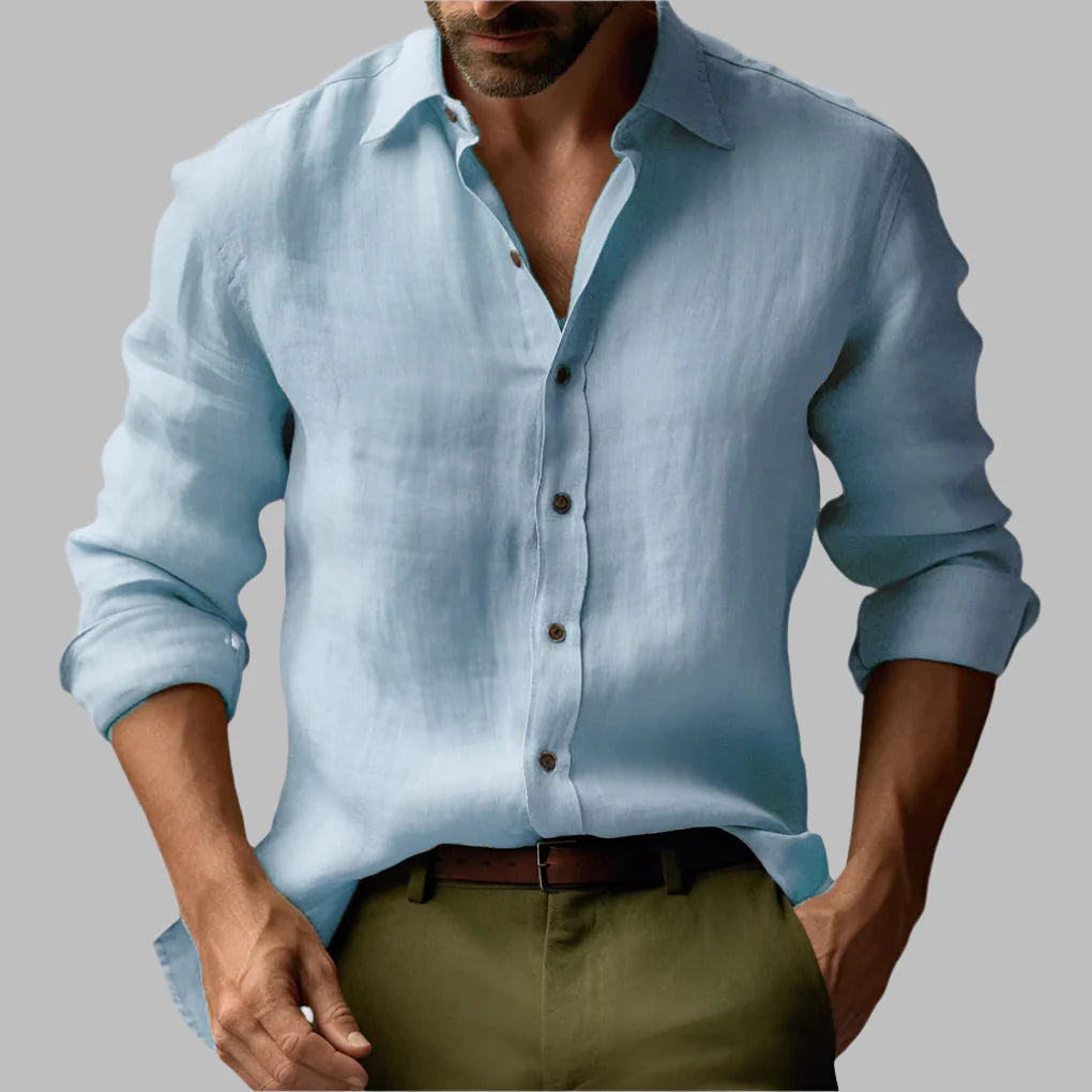 Herren-Langarmhemd aus Vintage-Leinen