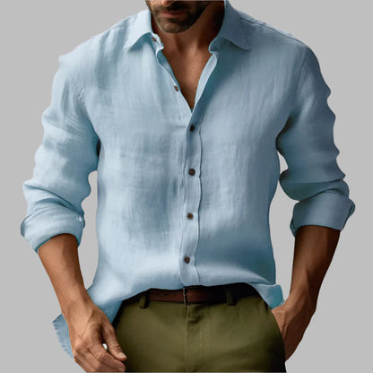 Herren-Langarmhemd aus Vintage-Leinen