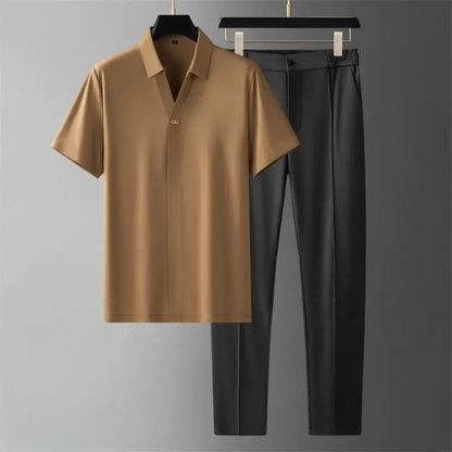 Zweiteiliges Herren-Luxus-Set mit Polo und Hose für Frühling und Sommer