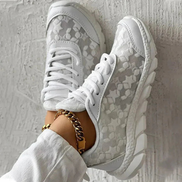 Atmungsaktive Damen-Sneaker mit Sternmuster und Schnürung