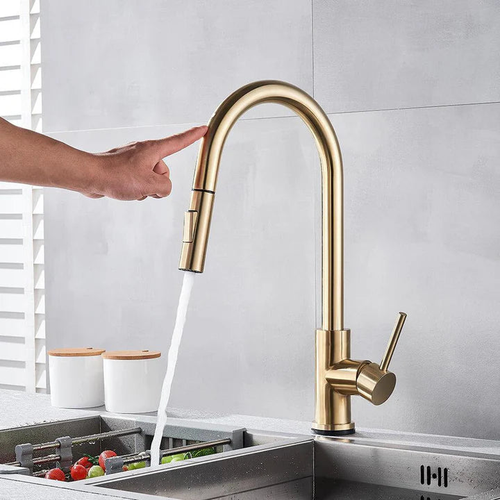 Touchless kitchen faucet with motion sensor
