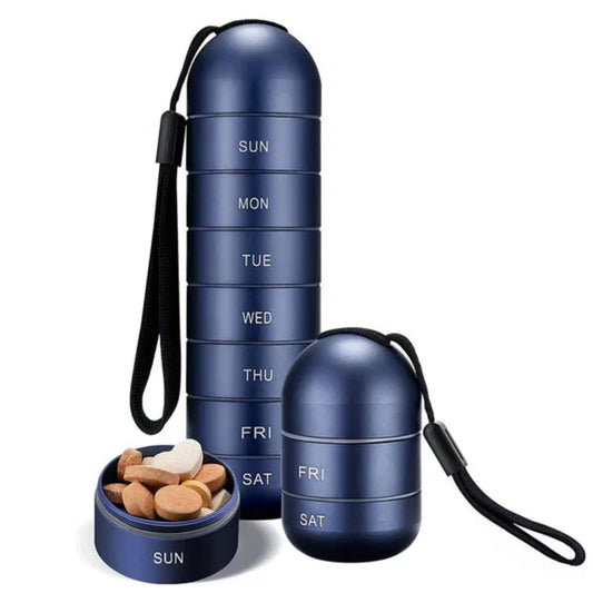Tragbarer Pillen-Organizer aus Aluminium für 7 Tage