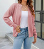 Effen Casual Damenstrickjacke mit langen Ärmeln und Reißverschluss