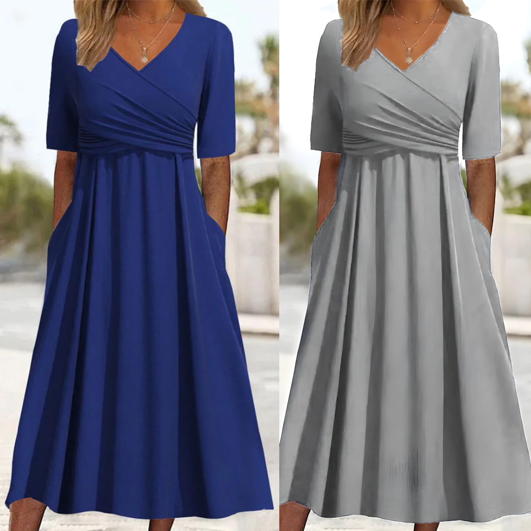 Gekreuztes Kurzarmkleid