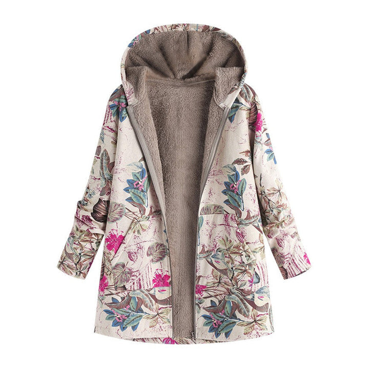 Bedruckte Jacke im Vintage-Stil mit Fronttaschen