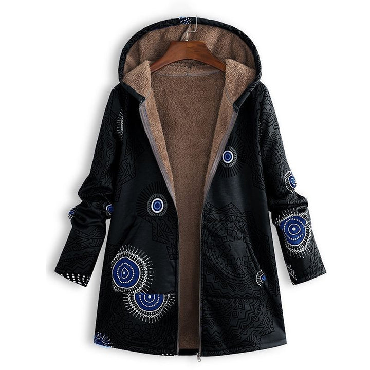 Lange Damen Frühlingsjacke mit Kapuze und Fronttaschen